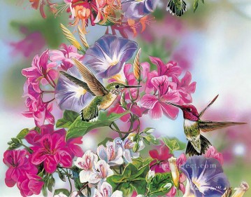 Flores Painting - canto de pájaros en flores